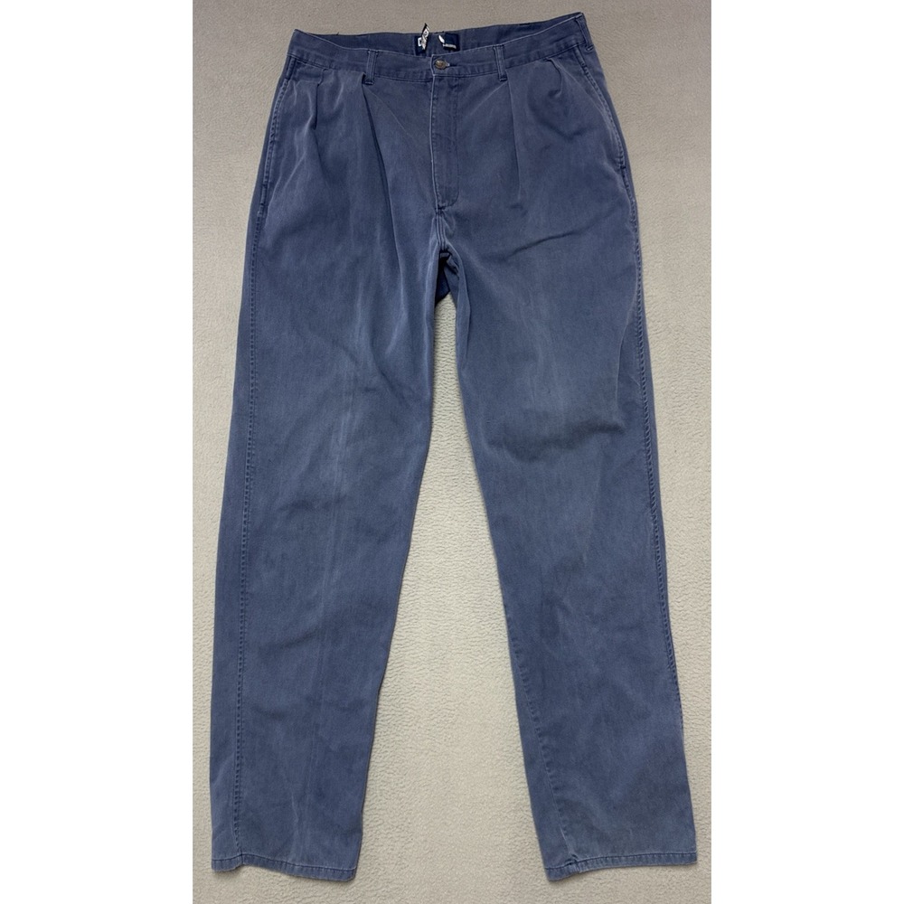 Vintage Polo Ralph Lauren Chino Pants Mens Blue Pleated Cotton 90s 34x36 (32x34)
